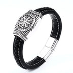 Vintage Stainless Steel Leather Men's Bracelet