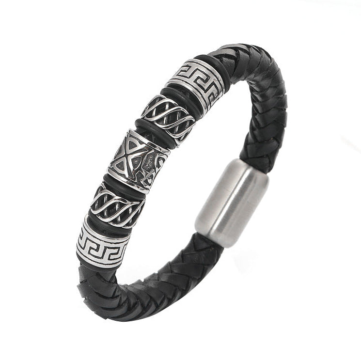 Woven Cattle Leather Bracelet for Men