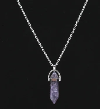 Hexagonal Pendant Necklace with Natural Stone