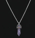 Hexagonal Pendant Necklace with Natural Stone