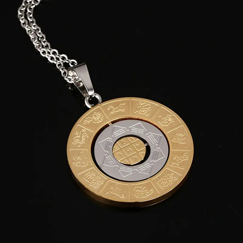 Men's Vintage Gold Stainless Steel Zodiac Pendant Necklace