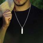 Men's Stainless Steel Rectangular Pendant Necklace