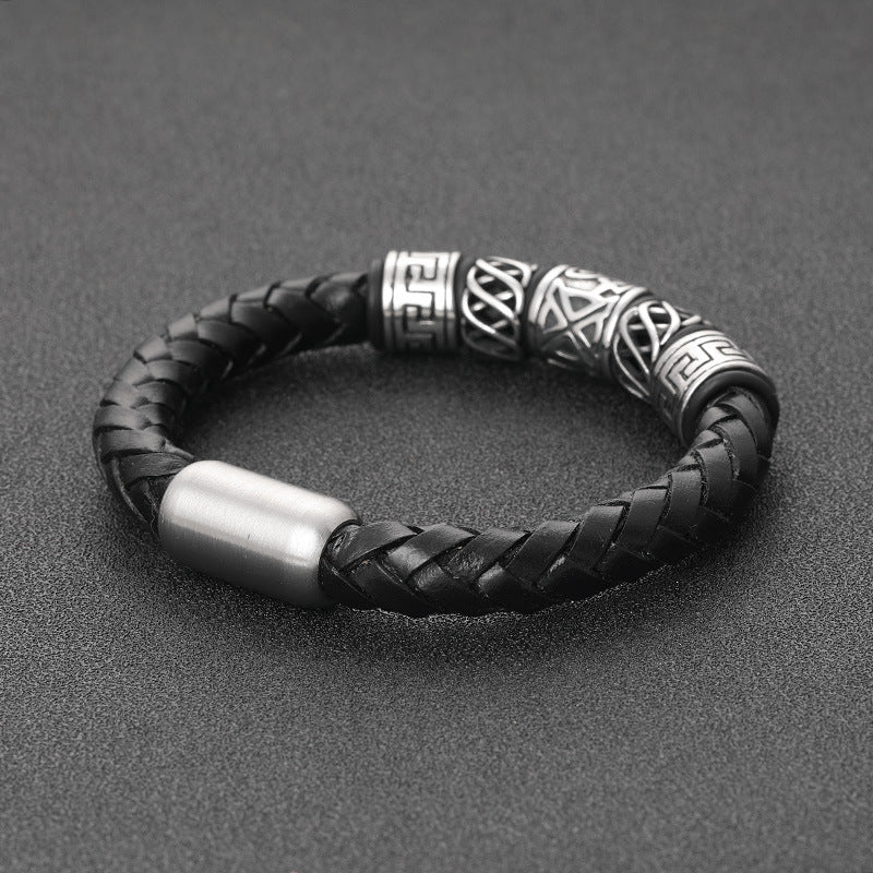 Woven Cattle Leather Bracelet for Men