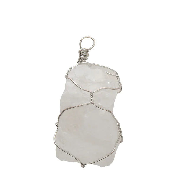 Natural Stone Pendant Necklace with Irregular Crystal
