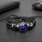 Zodiac Constellation Braided Leather Bracelet