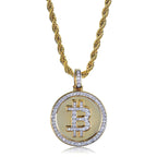 Men's Hip Hop Bitcoin Pendant Necklace with Zirconia
