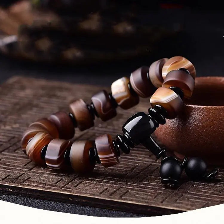 Natural Agate Vintage Ethnic Beaded Men's Bracelet