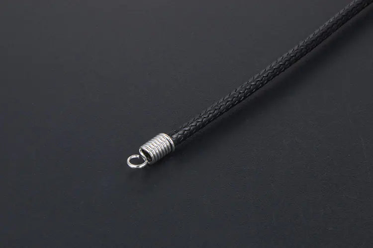 Men's Minimalist Black Woven Linen Wax Rope Necklace