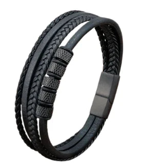 Genuine Leather Multi-Layer Braided Men's Bracelet