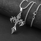 Men's Steel Warrior Cross Pendant Necklace
