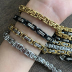 8MM 60CM Men's Byzantine Necklace in Gold Stainless Steel