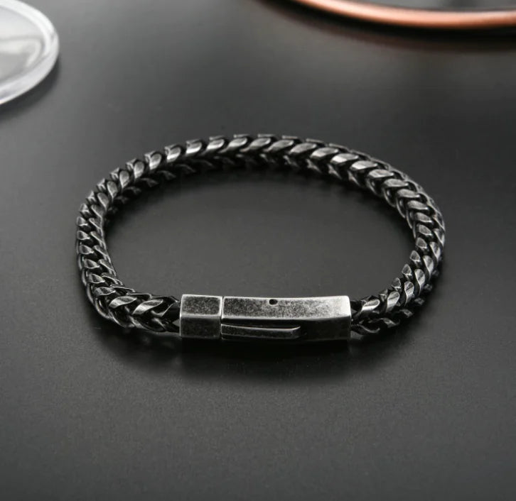 316L Stainless Steel Curved Link Chain Men's Bracelet