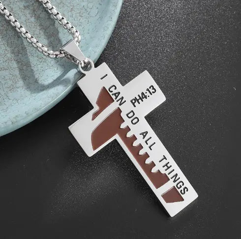 Men's Baseball Cross Pendant Necklace