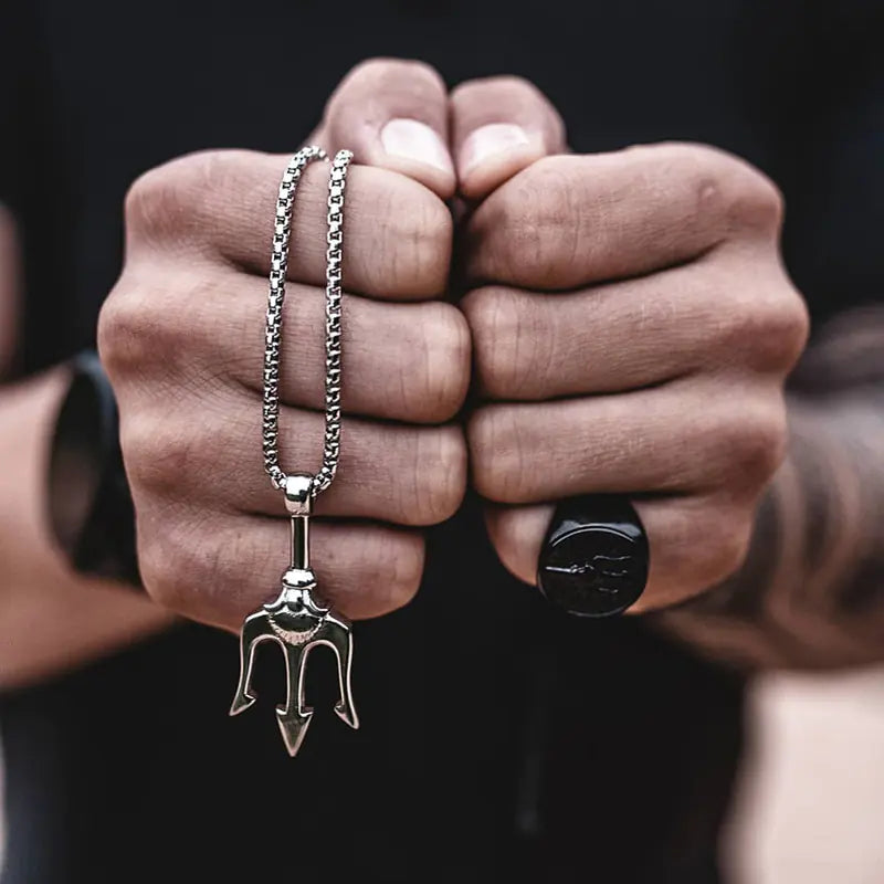 Men's Triton Pendant Necklace in Titanium Steel
