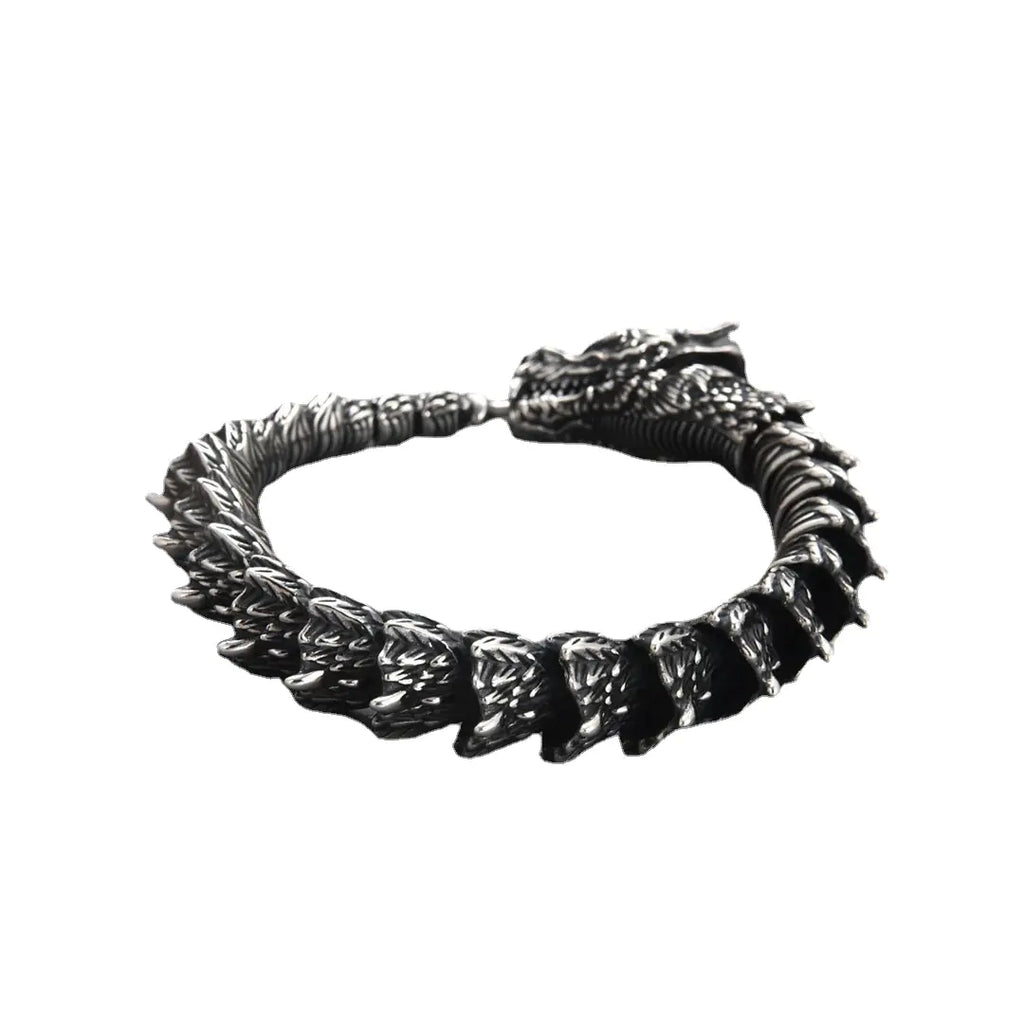 Handmade Retro Dragon Head Metal Chain Men's Bracelet