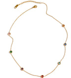 Women's Thin Chain 18K Gold Colorful Necklace