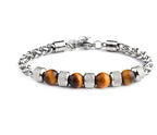 Tiger Eye Stone Beads Titanium Steel Chain Men's Bracelet