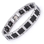 Tungsten Steel Black Magnetic Link Chain Bracelet