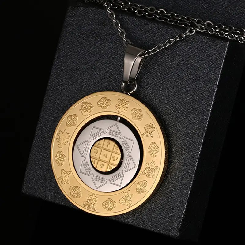 Men's Vintage Gold Stainless Steel Zodiac Pendant Necklace