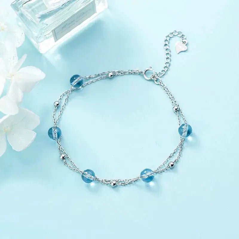 Double Layer Crystal Beaded Chain Bracelet