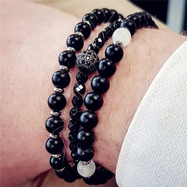 Handmade Zircon Beaded Men's Bracelet Sets