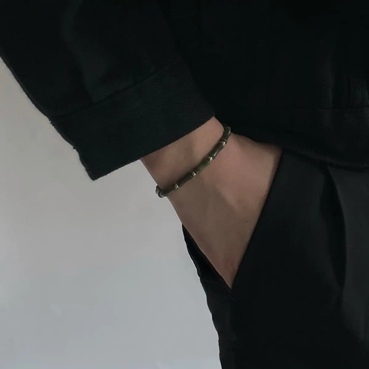 Jade Bamboo Beaded Bracelet for Men