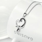 Heart Hug Pendant and Diamonds Women's Necklace