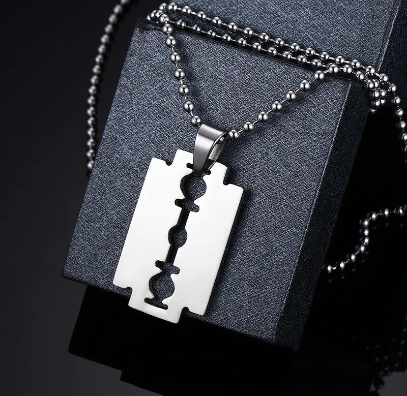 Men's Stainless Steel Blade Razor Pendant