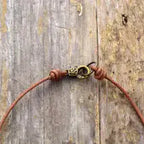 Natural Stone Turquoise Leather Woven Necklace