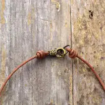 Natural Stone Turquoise Leather Woven Necklace