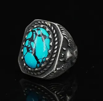 Vintage Turquoise Owl Ring for Men