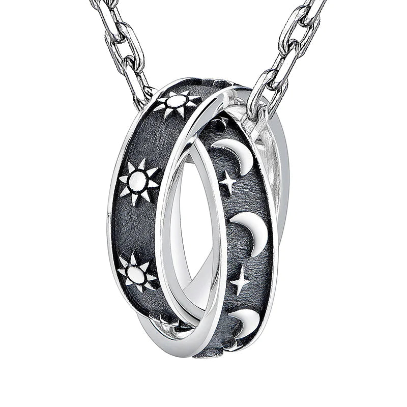 Men's Sun, Moon, and Star Pendant Necklace