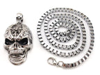 3D Skull Pendant Box Chain Men's Pendant