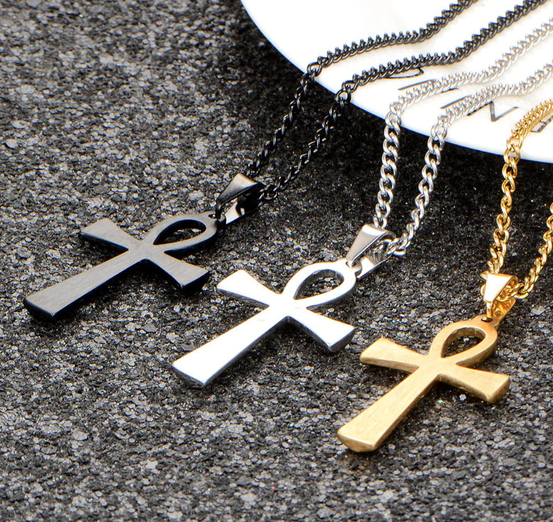 Titanium Steel Egyptian Cross Men's Necklace Pendant