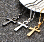 Titanium Steel Egyptian Cross Men's Necklace Pendant