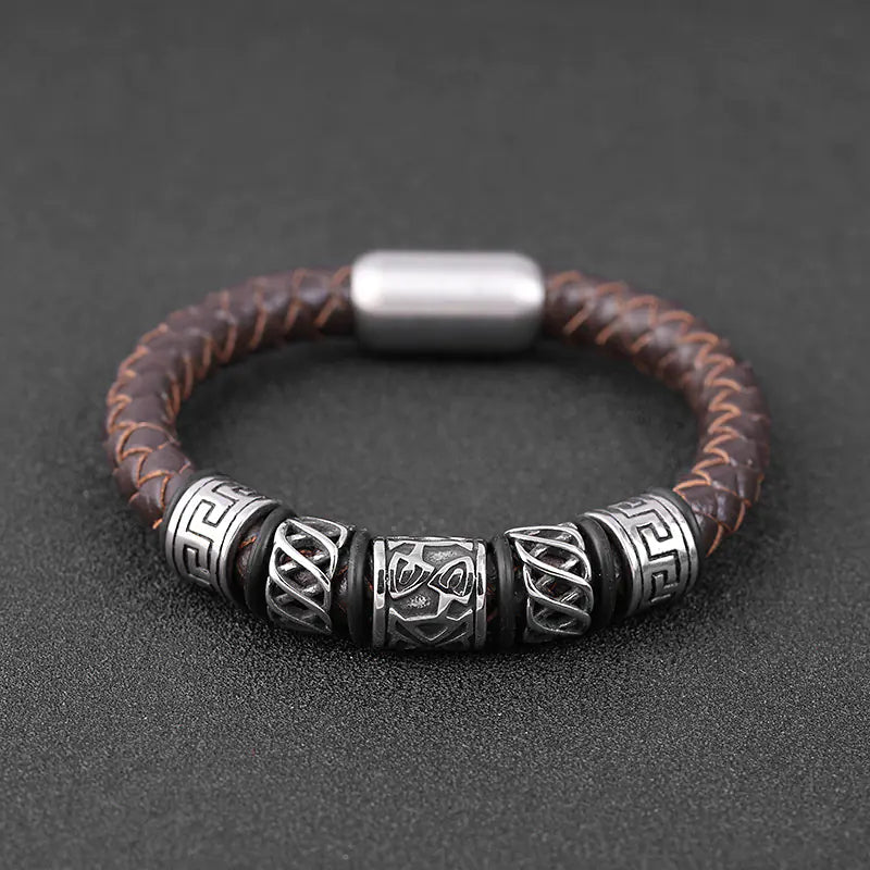Woven Cattle Leather Bracelet for Men
