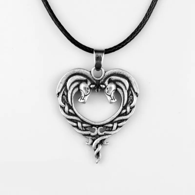 Heart Horsehead Pendant Double Horse Necklace