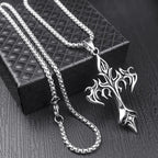 Men's Steel Warrior Cross Pendant Necklace