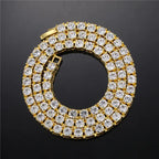Hip Hop Ice Crystal Tennis Chain Necklace for Men