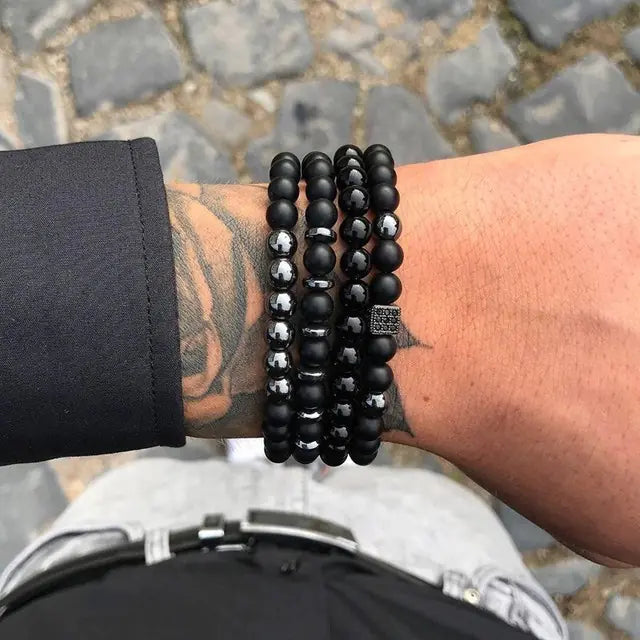 Handmade Zircon Beaded Men's Bracelet Sets