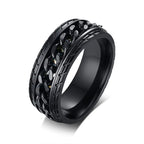 Creative 8MM Stainless Steel Moving Chain Ring for Men