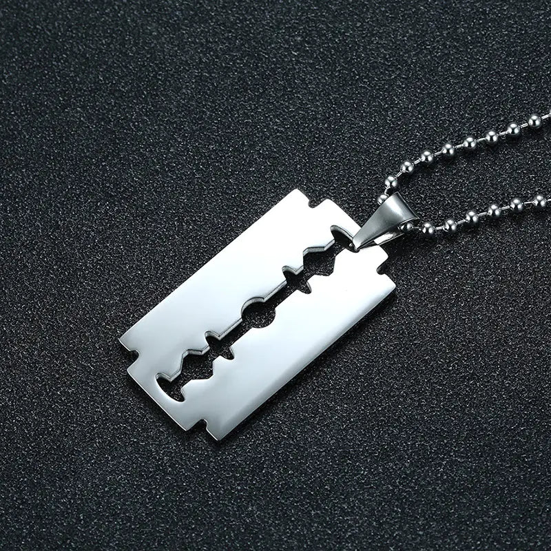 Men's Stainless Steel Blade Razor Pendant