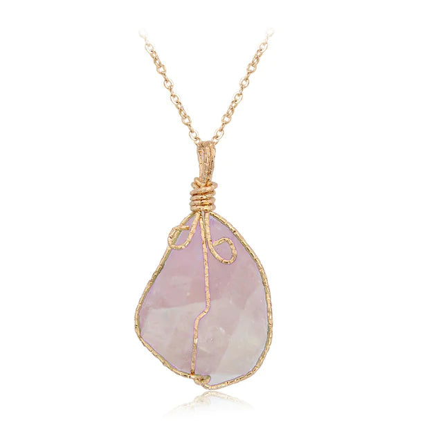 Natural Stone Pendant Necklace with Irregular Crystal