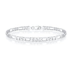 925 Sterling Silver Clasp 4mm Chain Figaro Men's Bracelet