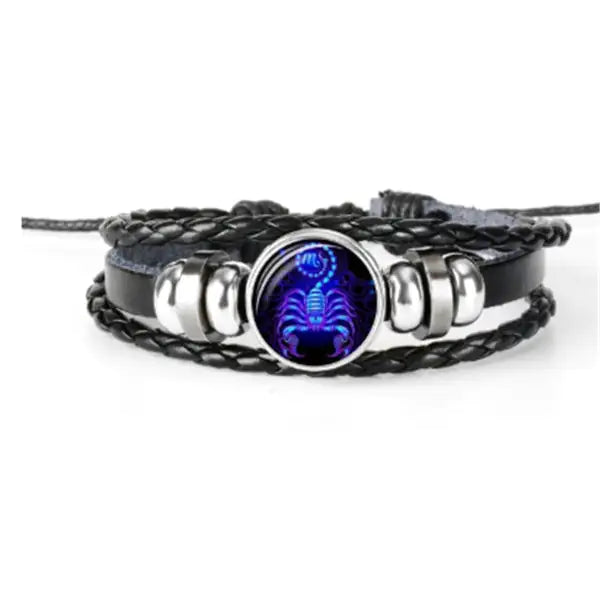 Zodiac Constellation Braided Leather Bracelet