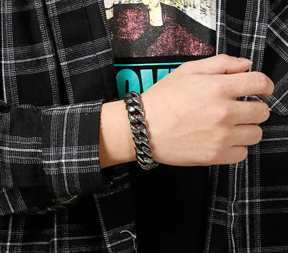 Punk Skull Titanium Steel Chain Men's Bracelet