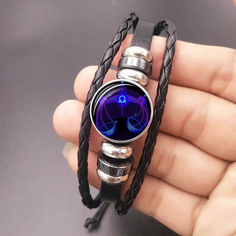 Zodiac Constellation Braided Leather Bracelet