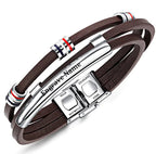 Woven Leather Steel Bracelet for Men
