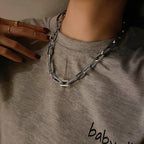 Diamond Embedding Thick Cuban Chain Necklace