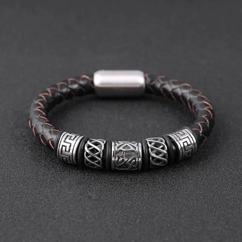 Woven Cattle Leather Bracelet for Men